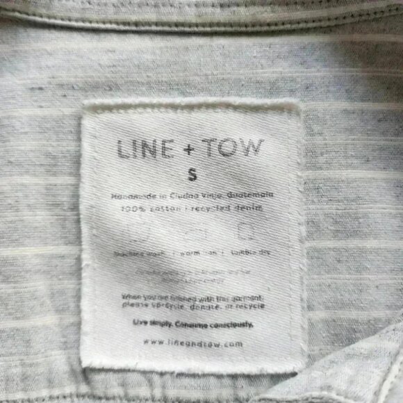 Line + Tow Utility Buttondown Shirt Blue  Stripe White Cotton Women's size Small - Picture 12 of 14